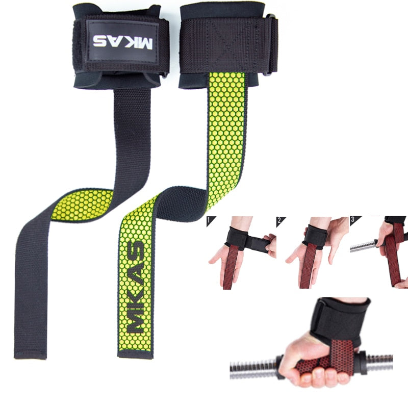 MKAS Weight lifting Wrist Straps Fitness Bodybuilding Training Gym lifting  straps with Non Slip Flex Gel Grip
